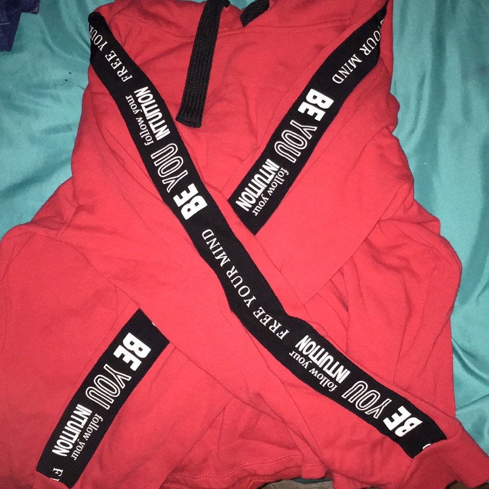 red crop top sweatshirt